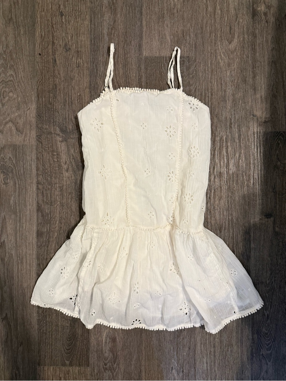 White Eyelet Spaghetti Strap Mini Dress